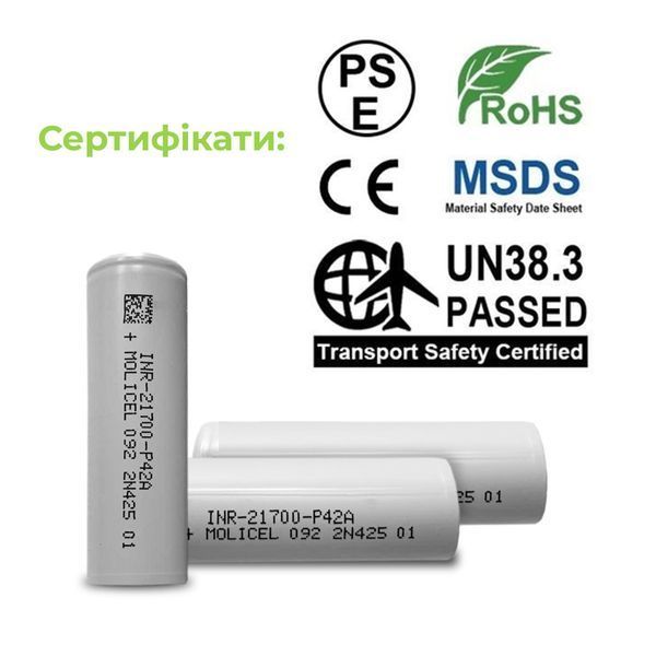 Акумуляторна батарея Molicel INR21700-P42A 3.7V 4200mAh BV-001997 фото