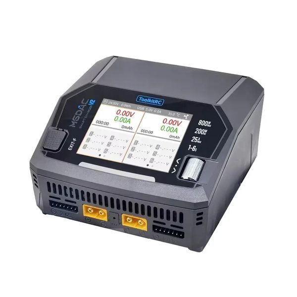 Зарядное устройство для аккумуляторов ToolkitRC M6DAC V2 Black (2&times;350Вт, 1&ndash;6S, AC/DC, USB-C) BV-002016 фото