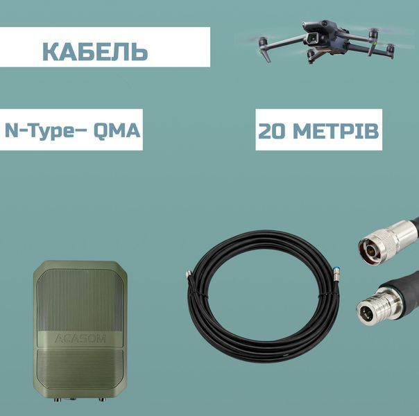 Комплект кабеля для антенны Acasom ROC-6 20 м RG-8 (2 провода) N-TYPE - QMA BV-001974 фото