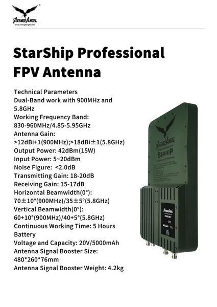 FPV Антена Avenge Angel V2 StarShip 900 МГц і 5.8 ГГц BV-001116 фото