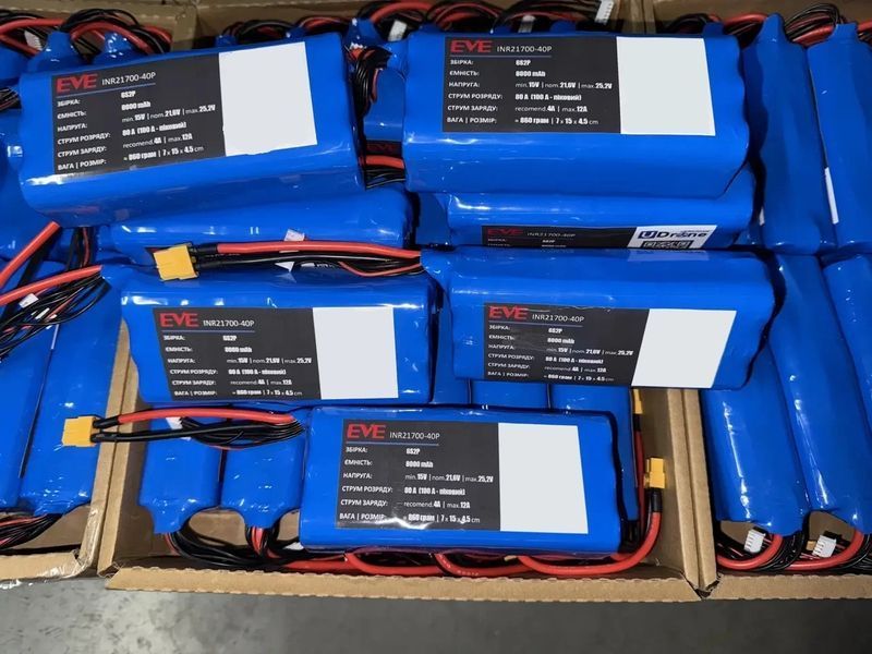Акумуляторна збірка 6S4P EVE INR21700-40P: 16000 mAh, 160A (200A-пік), 22.2V / Батарея для 13 дюймових FPV-дронів BV-001902 фото